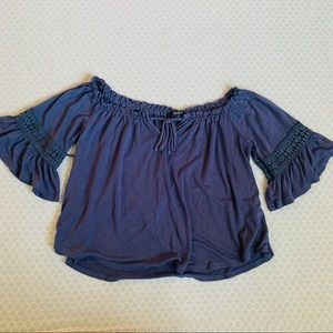 blue off the shoulder top